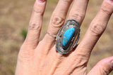 STAMPED CURVE TURQUOISE RING FROM THE RODGERS COLLECTION