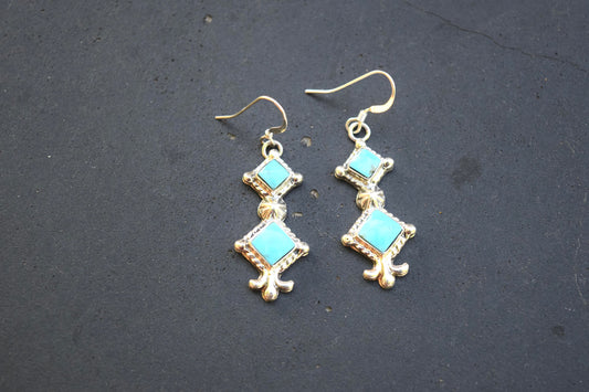 TURQUOISE DIAMOND DANGLE EARRINGS FROM THE RODGERS COLLECTION