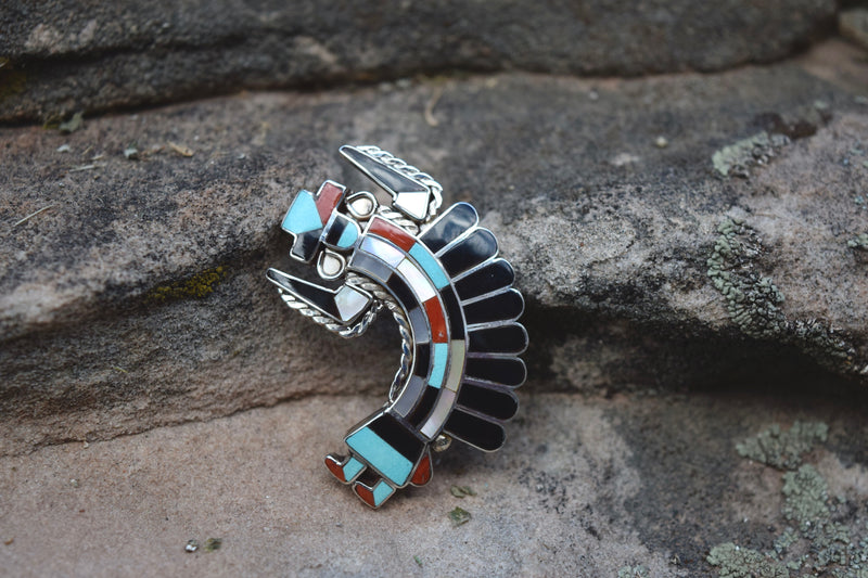 KOKOPELLI INLAYED PIN/PENDANT