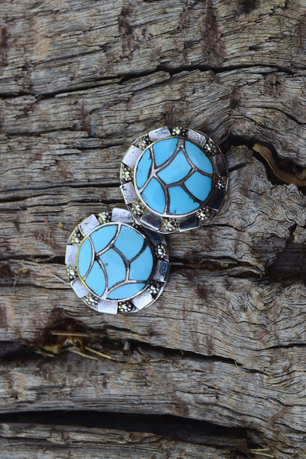 TURQUOISE CLUSTER INLAY EARRINGS FROM THE RODGERS COLLECTION