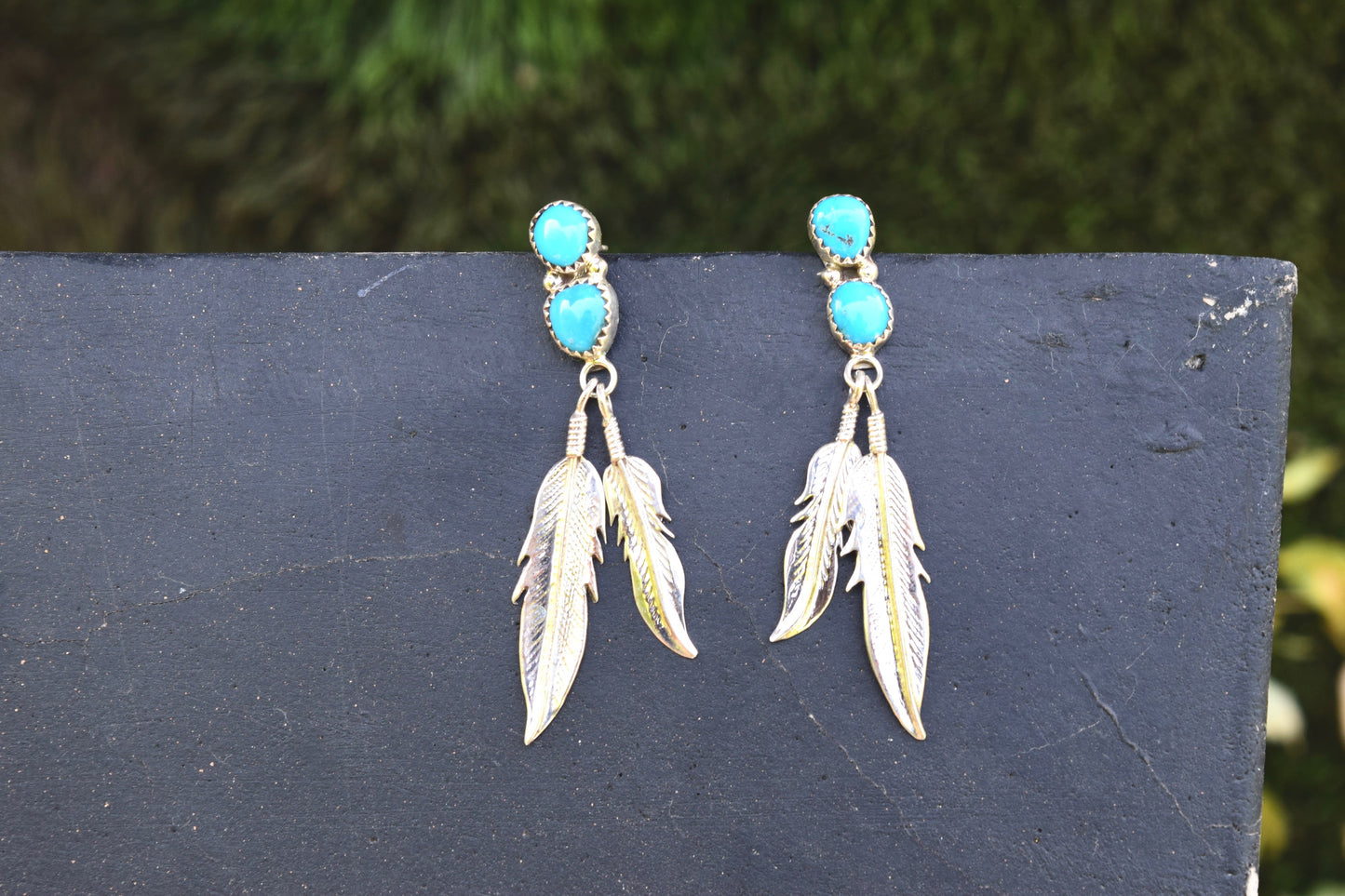 TWO STONE FEATHER DANGLE EARRINGS FROM THE RODGERS COLLECTION