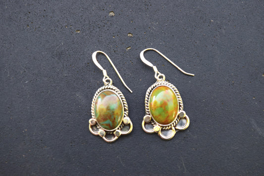 GREEN NEVADA TURQUOISE DANGLE EARRINGS FROM THE RODGERS COLLECTION