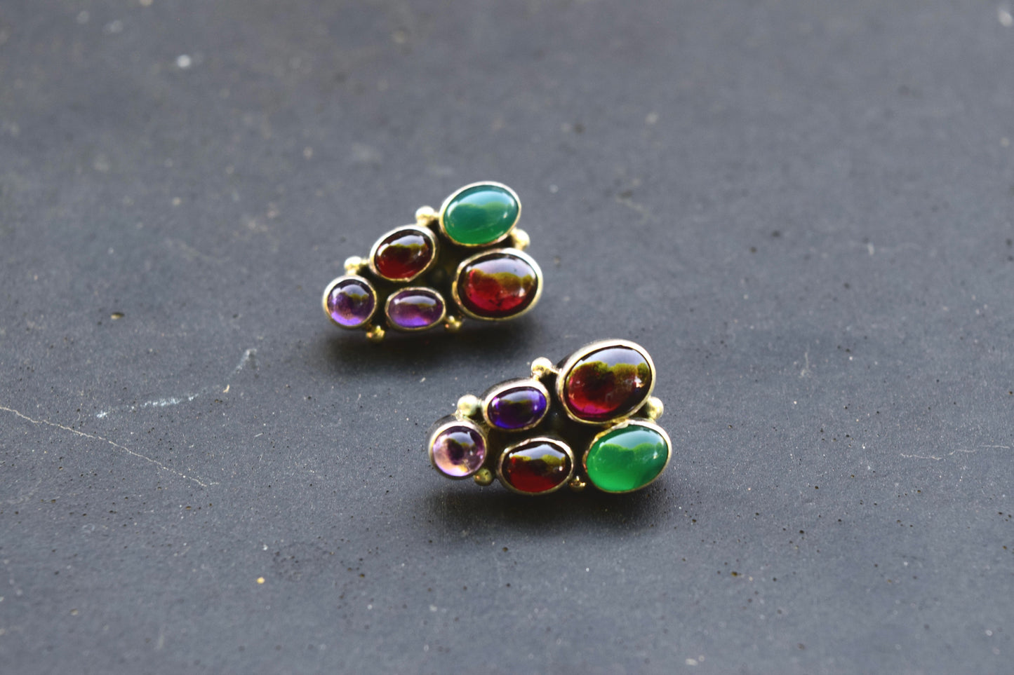 VINTAGE GEM CLUSTER STUD EARRINGS FROM THE RODGERS COLLECTION