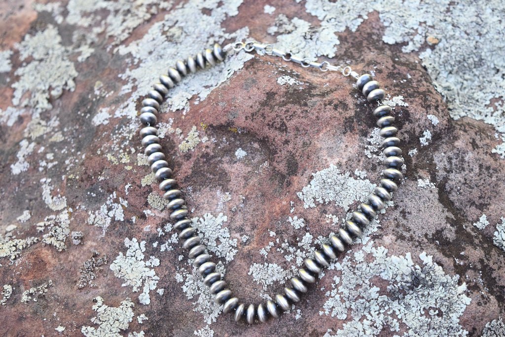 Sterling Silver Navajo Pearl Saucer Bead Bracelet - Handmade By Artist Doreen Jake