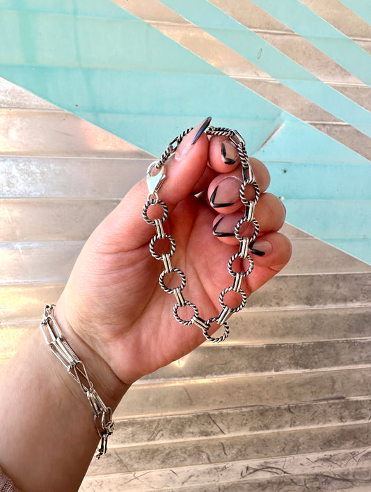 Twisted Link Charm Bracelet