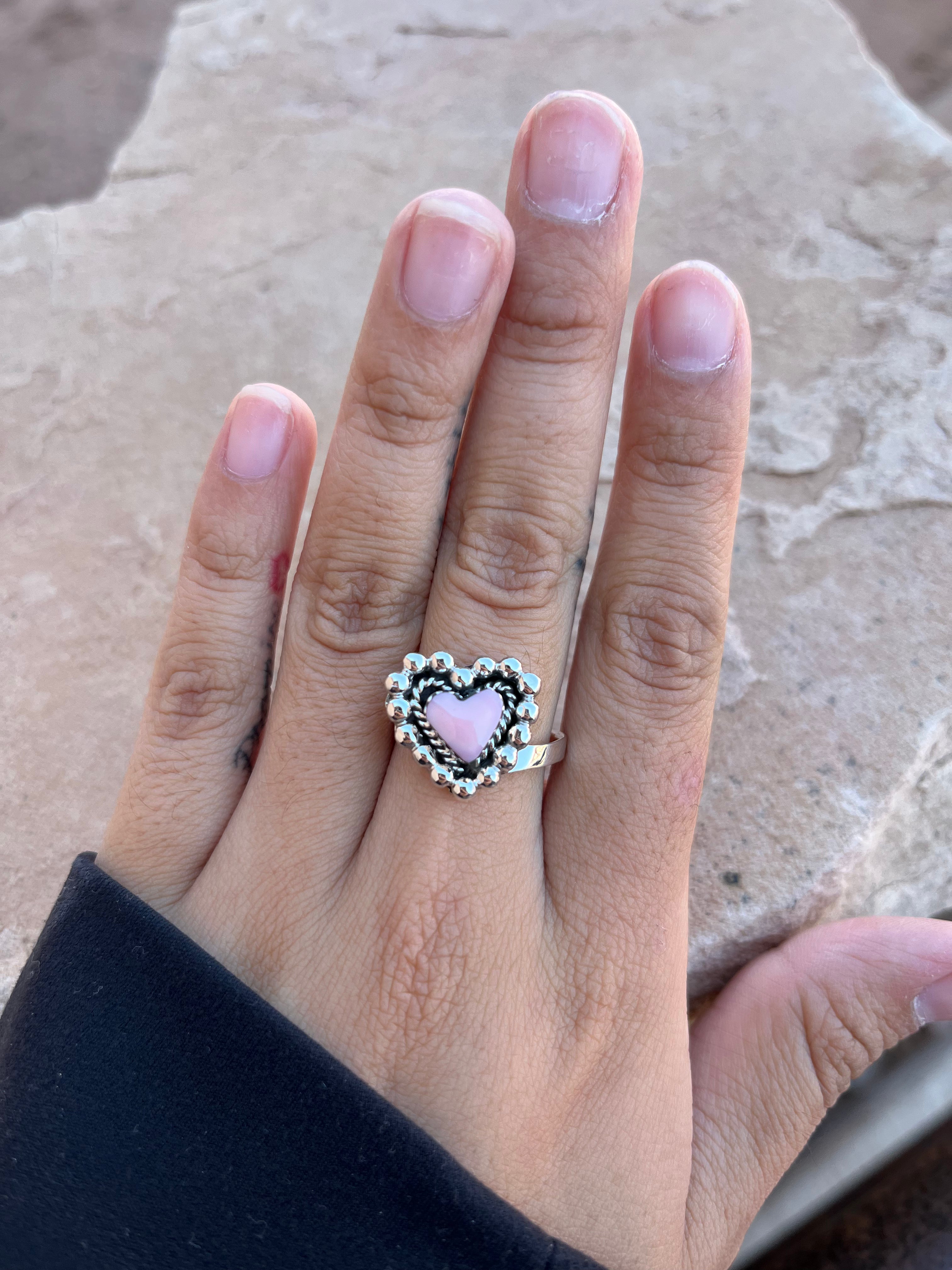 Pink Conch Queen Heart Ring