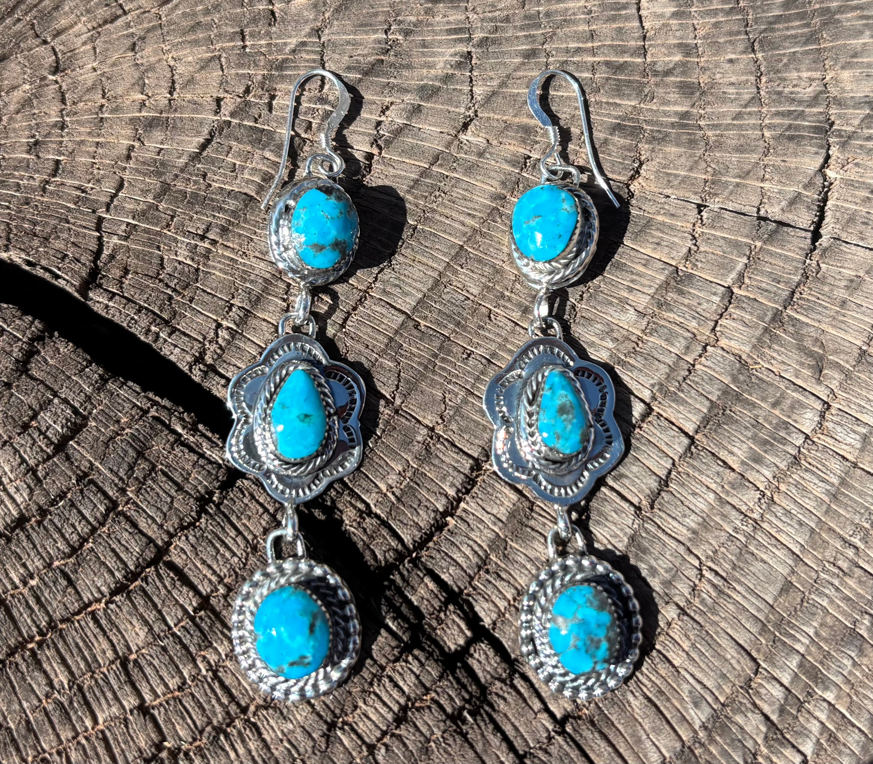 3 Stone Dangling Earrings