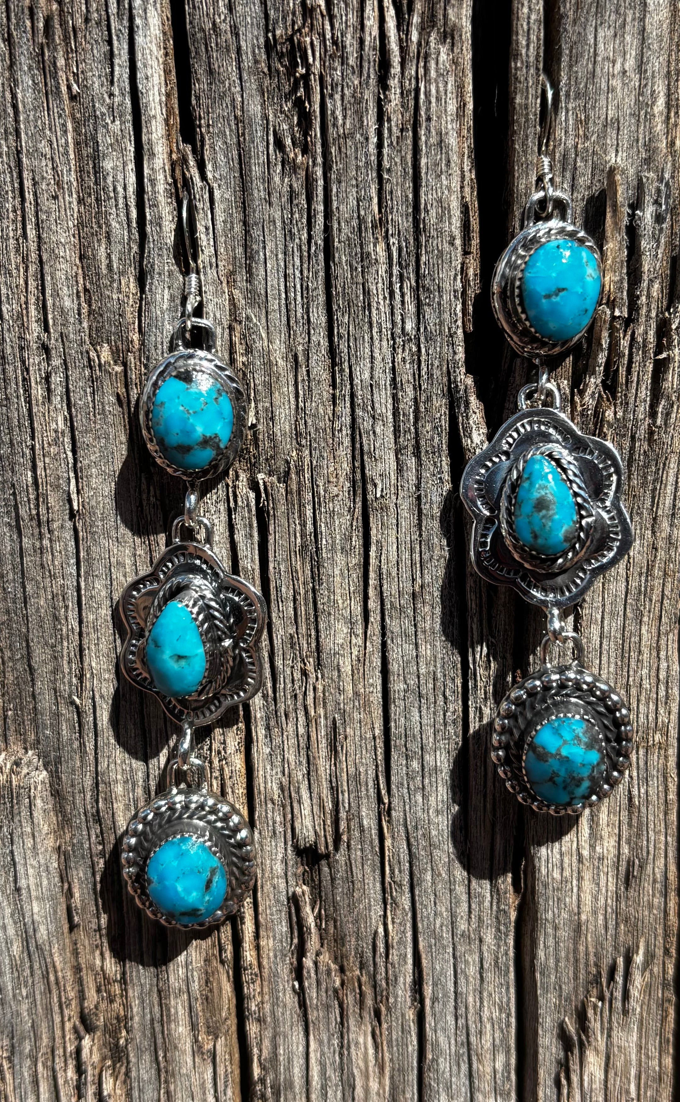 3 Stone Dangling Earrings