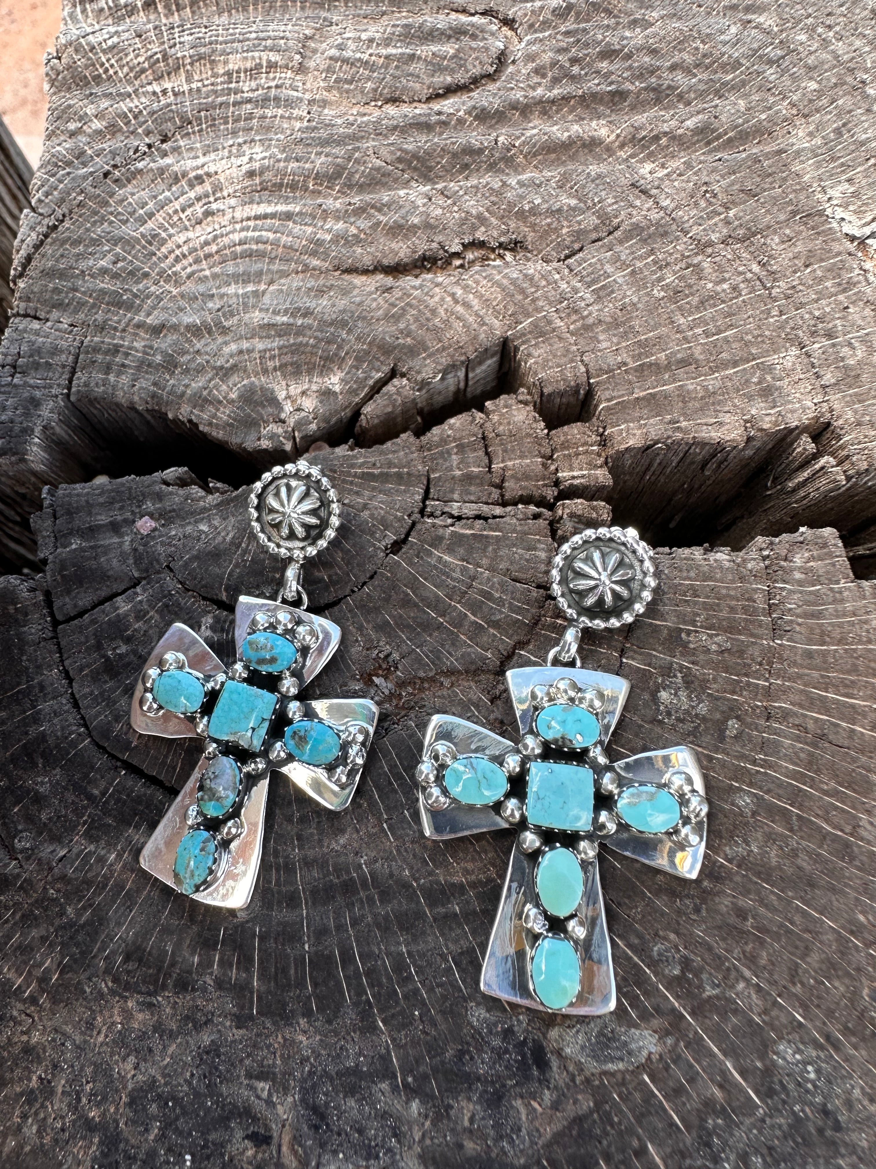 Chaco Canyon Kingsman Turquoise Cross Earrings
