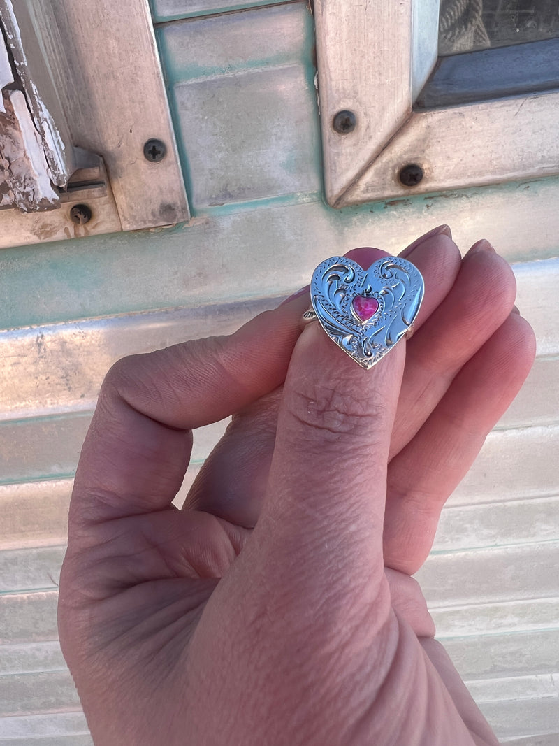 Engraved Barbie Heart Ring