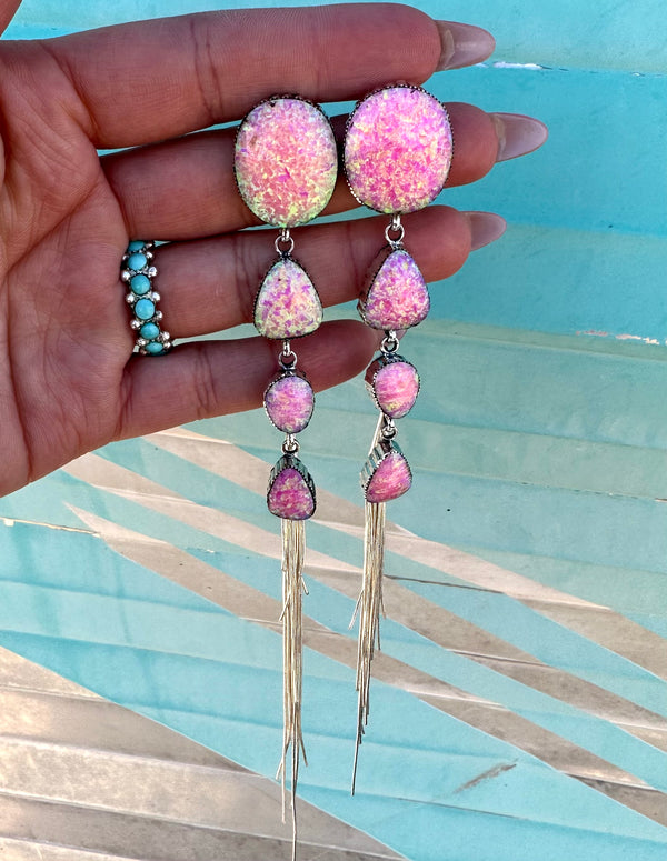 HEY GIRL HEY!!!! Barbie Edition!! Bubble Gum Pink Opal Earrings