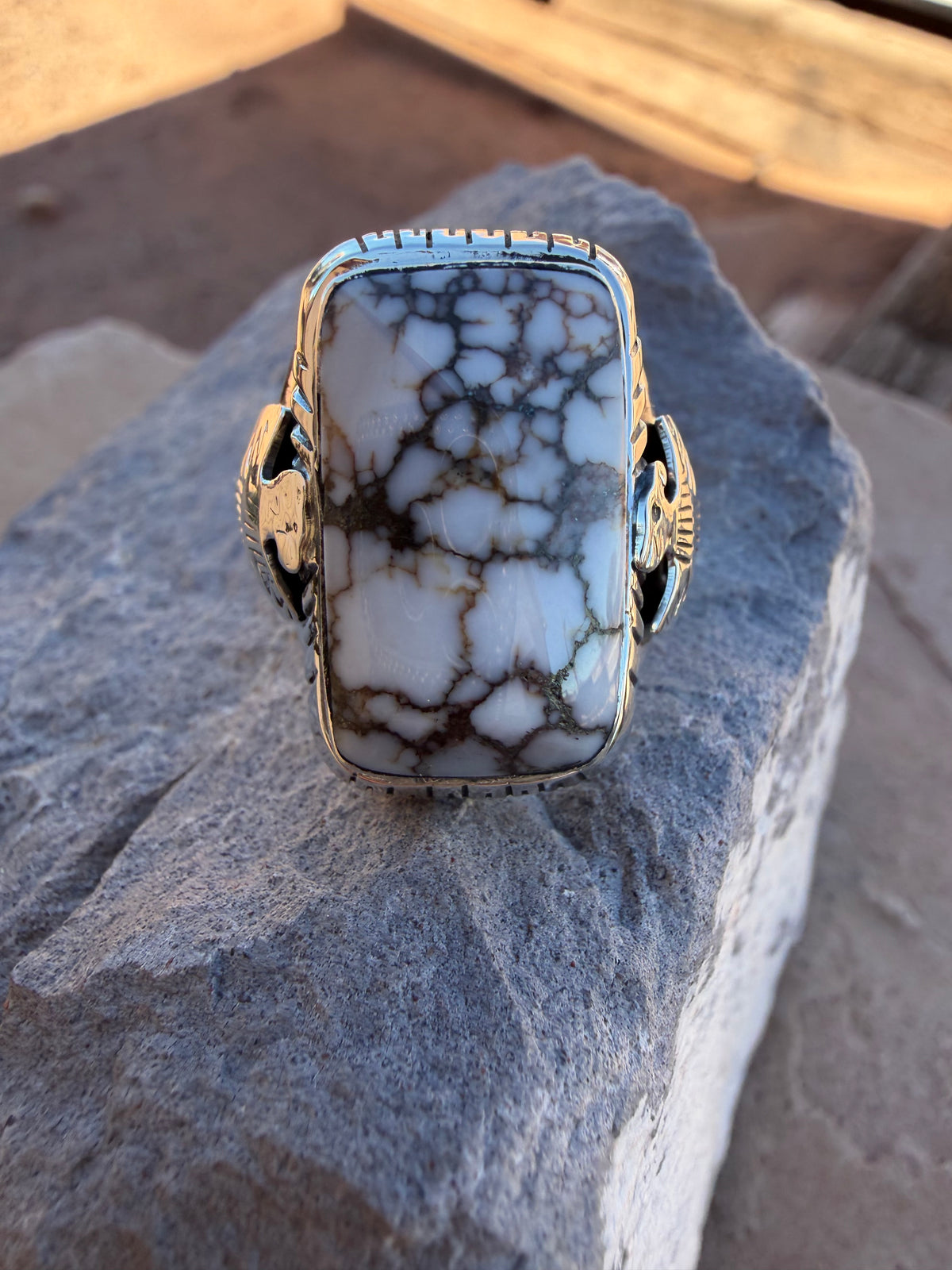 Rectangular White Buffalo Ring