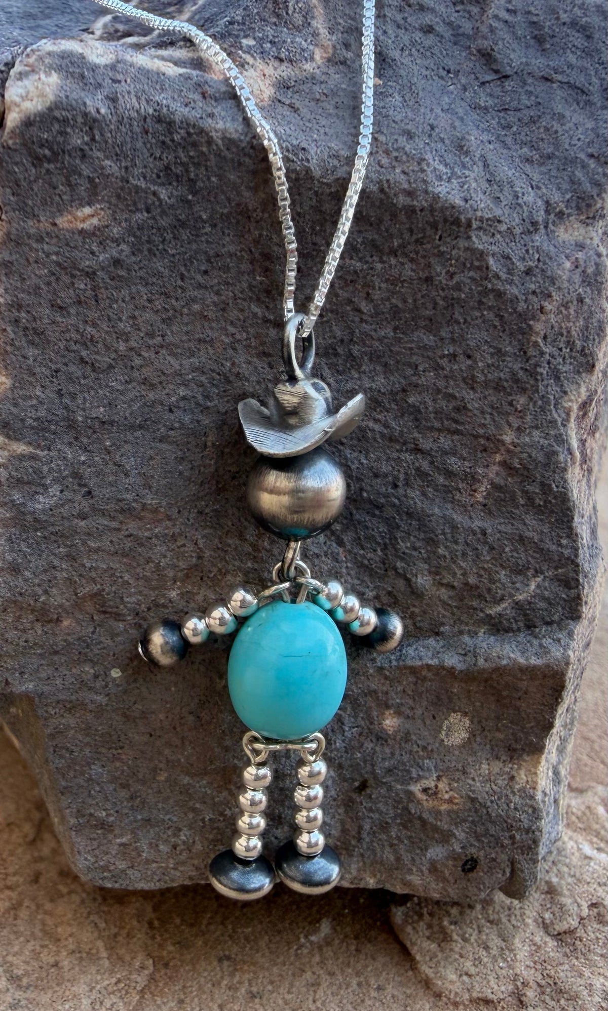 CHACO CANYON TURQUOISE COWBOY PENDANT