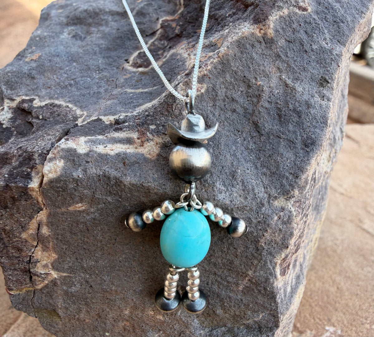 CHACO CANYON TURQUOISE COWBOY PENDANT