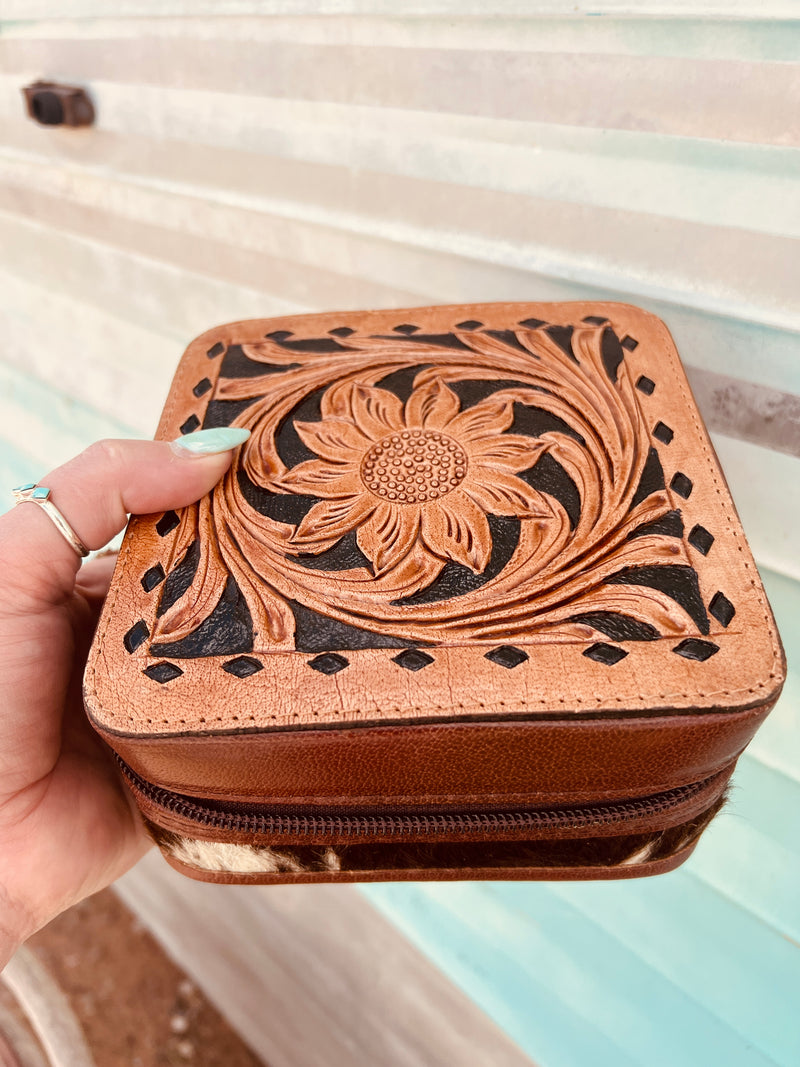 Chaco Jewelry Box with Tooled Leather Top