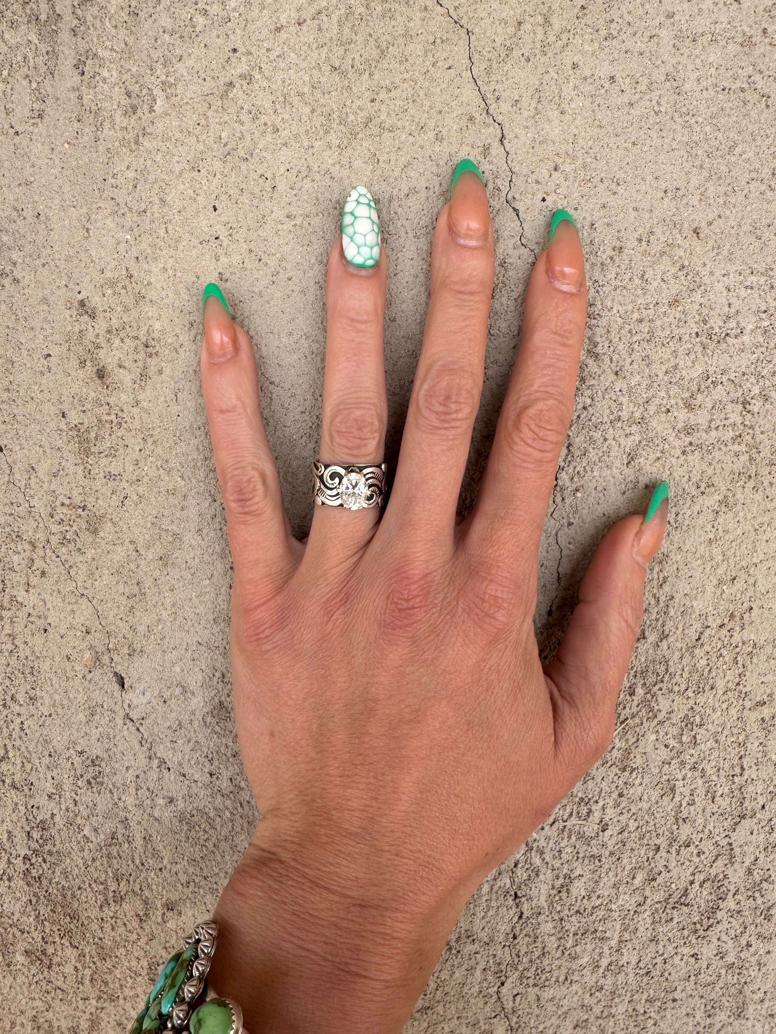 Totally Tooled Moissanite Sterling Silver RIng
