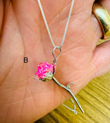 Long Stem Rose Pendant