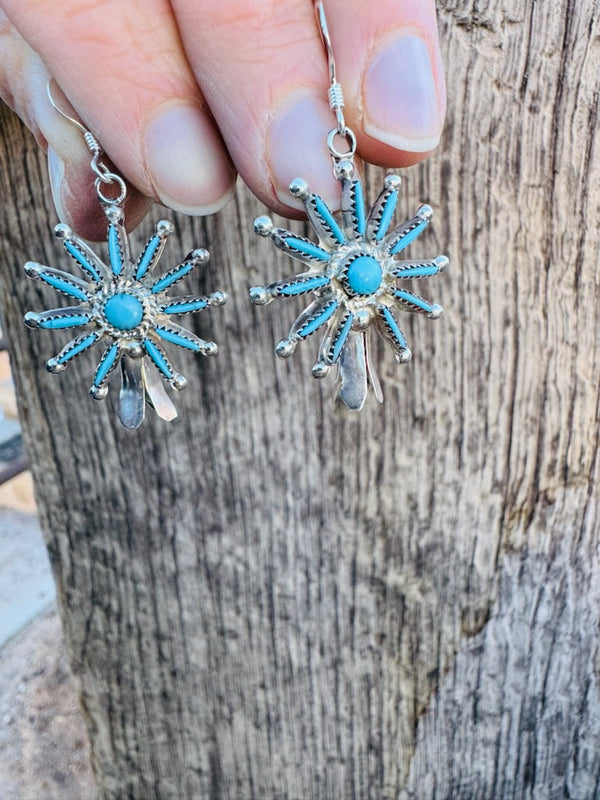 Bountiful Blue Squash Blossom Earrings