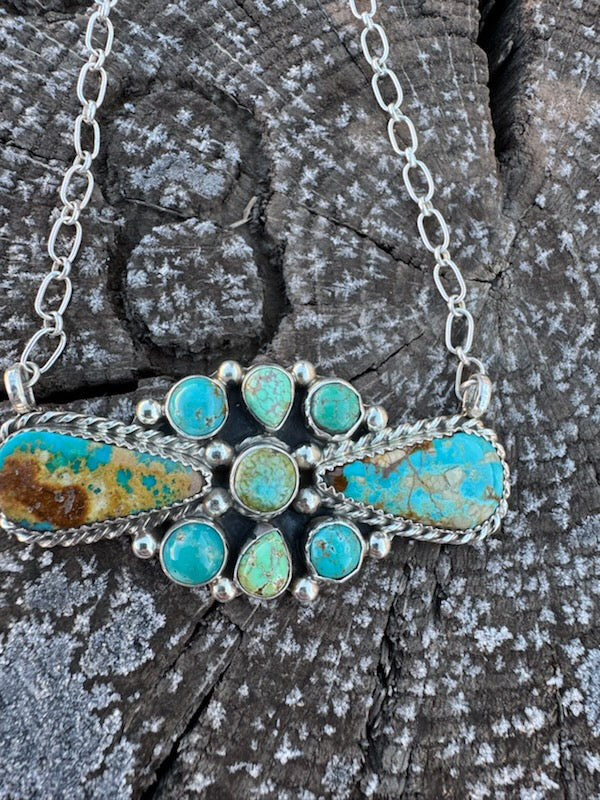 Sonoran  Gold Turquoise Cluster Necklace