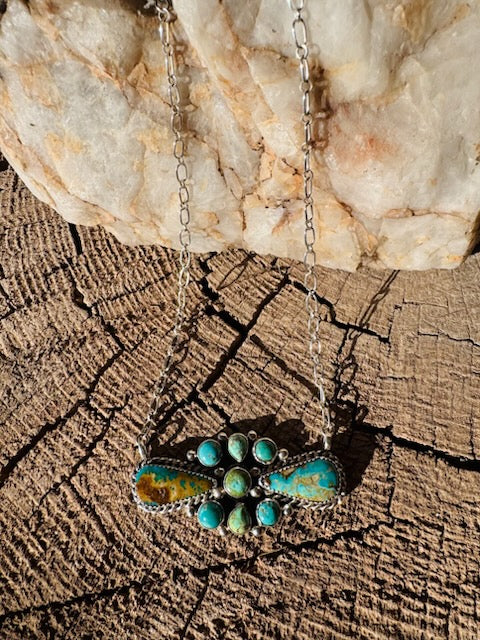 Sonoran  Gold Turquoise Cluster Necklace