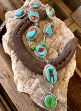 Greg Yazzie Intricate Inlay Lariat Necklace