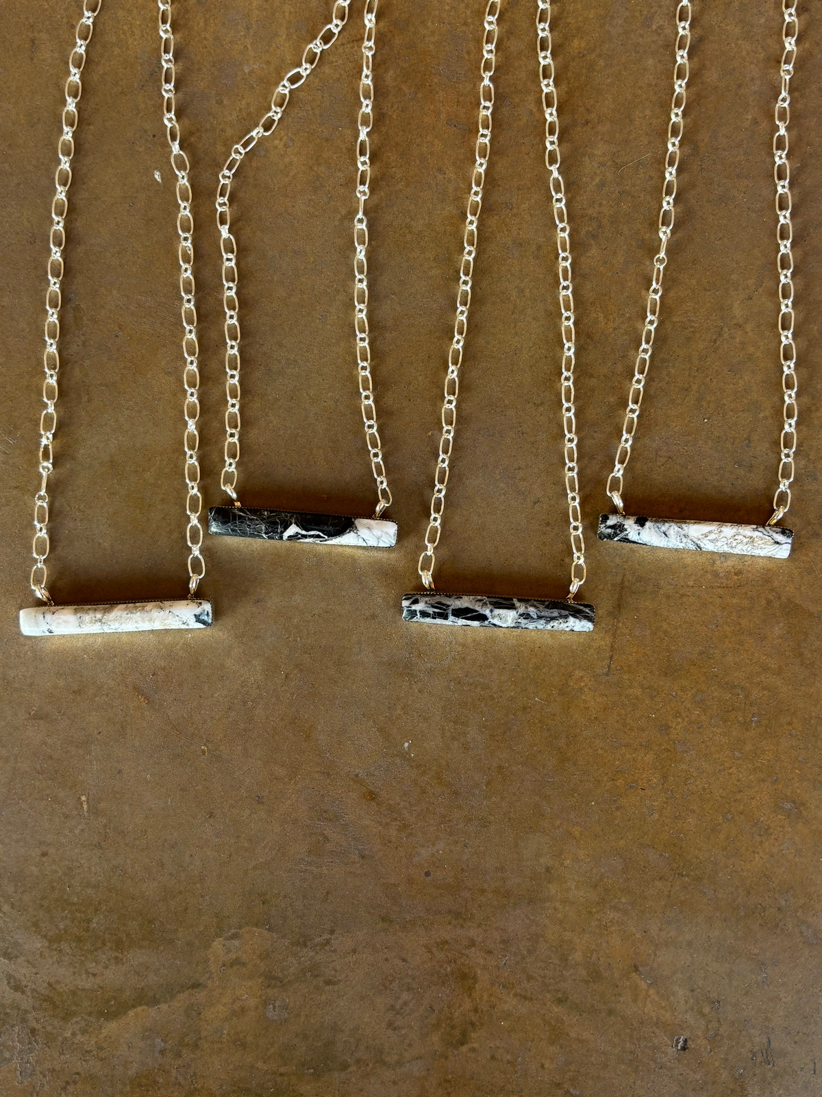 White buffalo bar necklace
