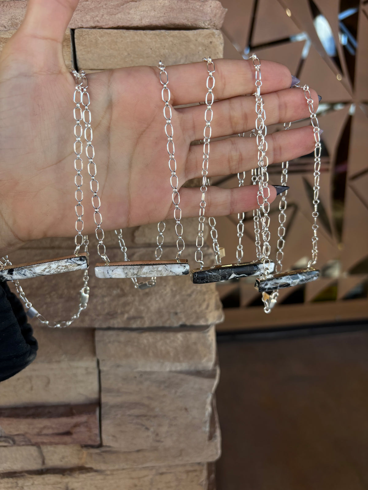 White buffalo bar necklace