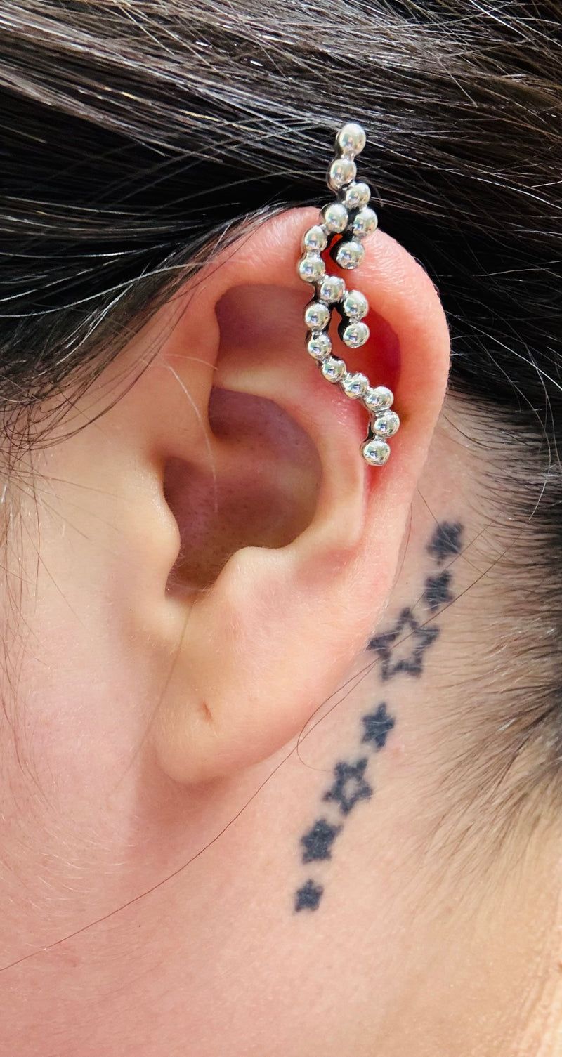 Silver Cluster Ear Climber