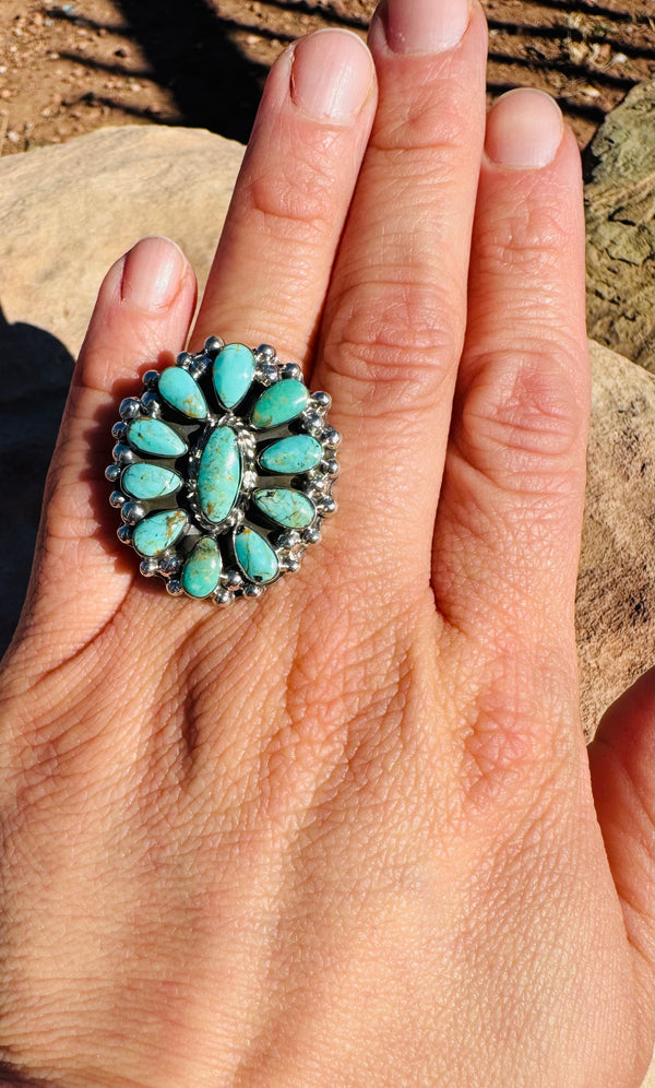 Desert Sky Turquoise Cluster Ring