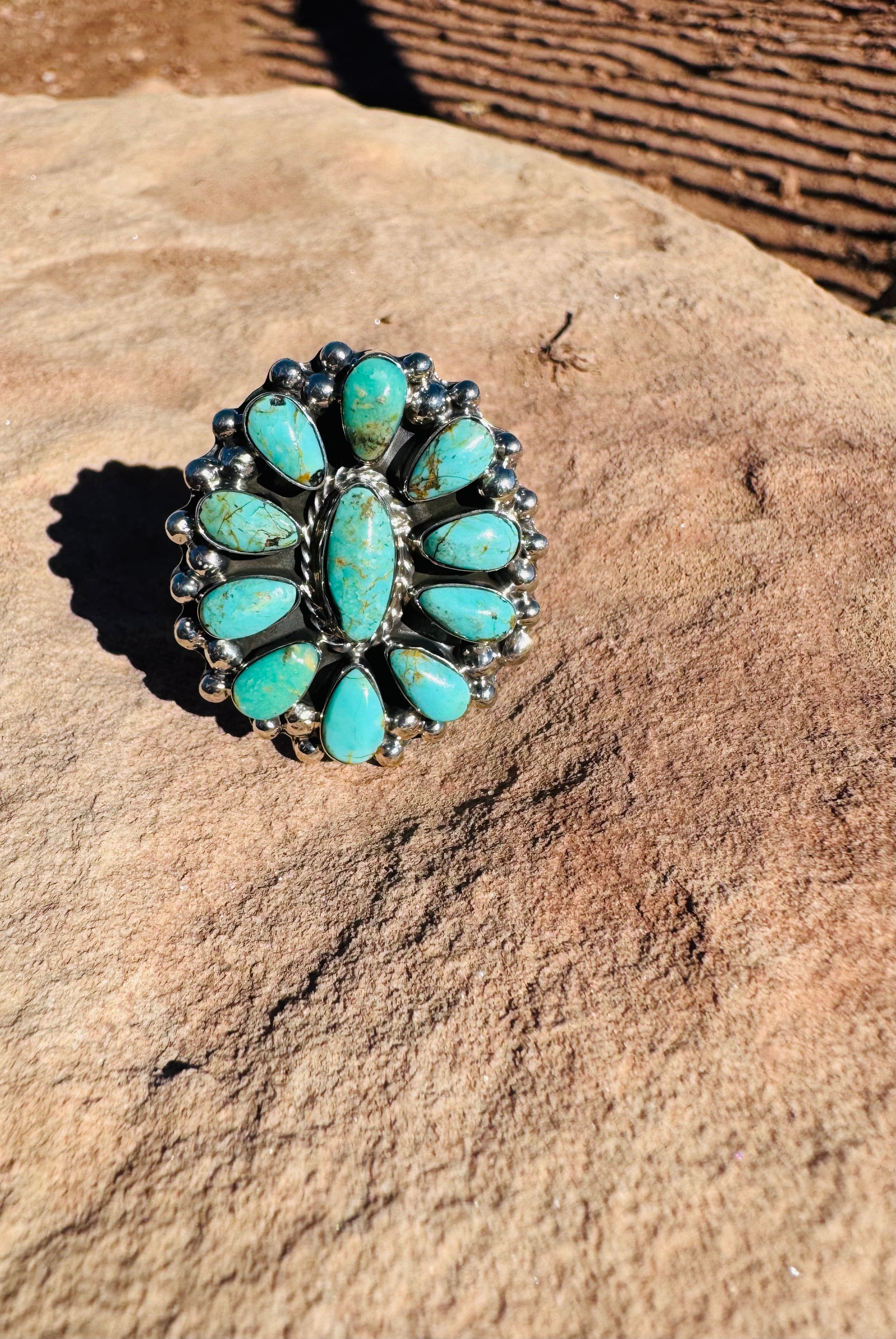 Desert Sky Turquoise Cluster Ring
