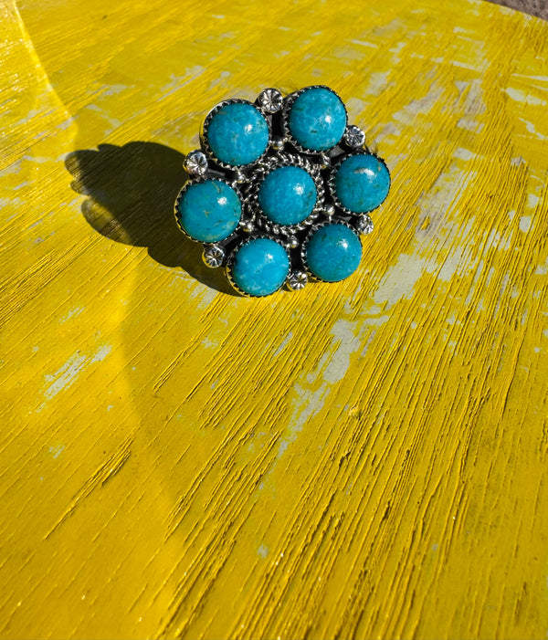 Turquoise Flower Cluster Ring