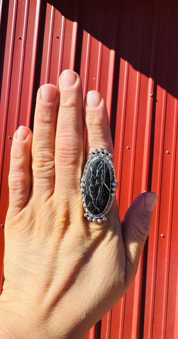 White Buffalo Oval Ring