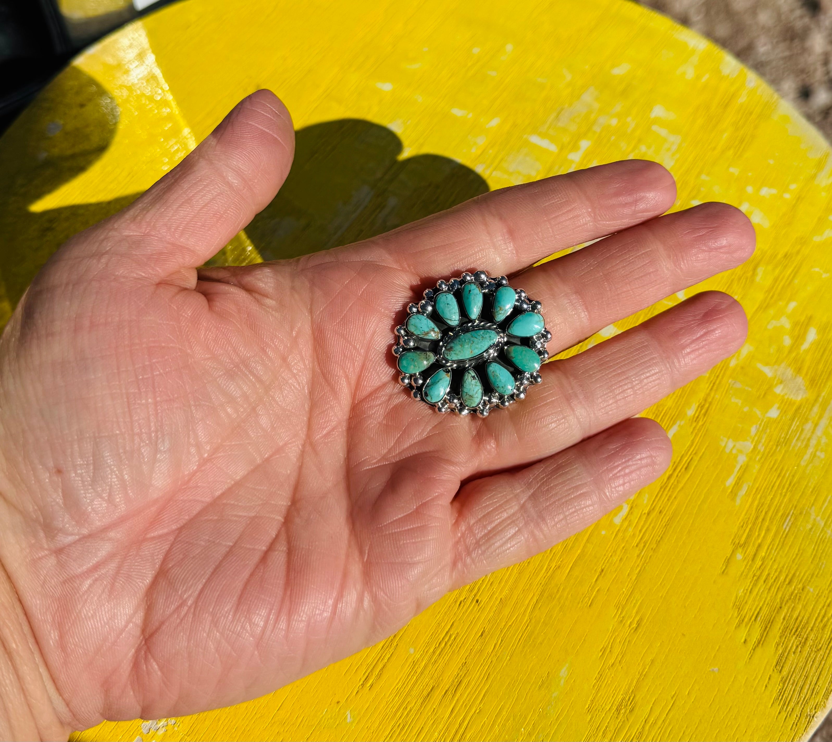 Desert Sky Turquoise Cluster Ring
