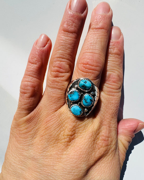 Mens Turquoise Cluster Ring