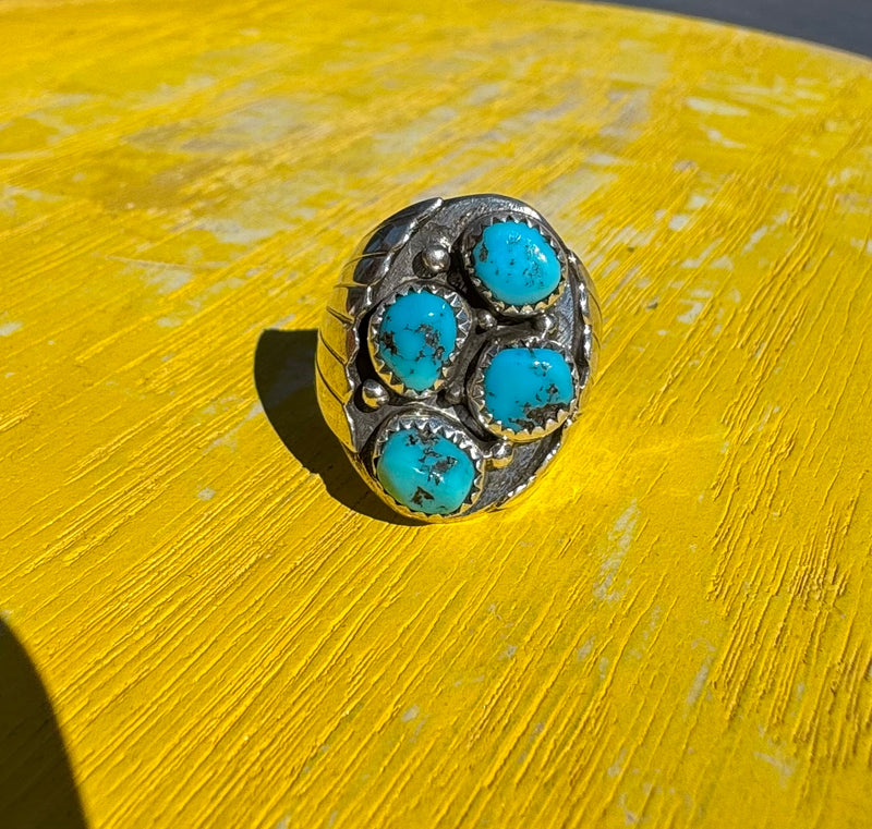 Mens Turquoise Cluster Ring