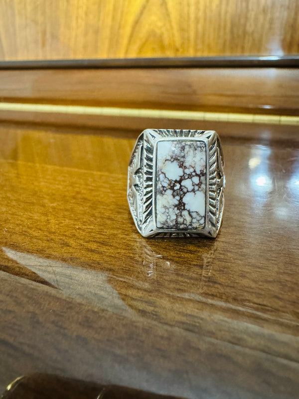 Rectangular White Buffalo Ring