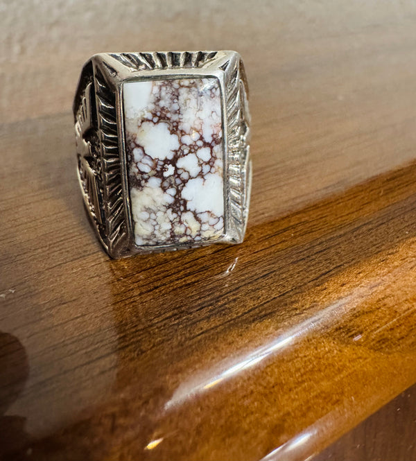 Rectangular White Buffalo Ring