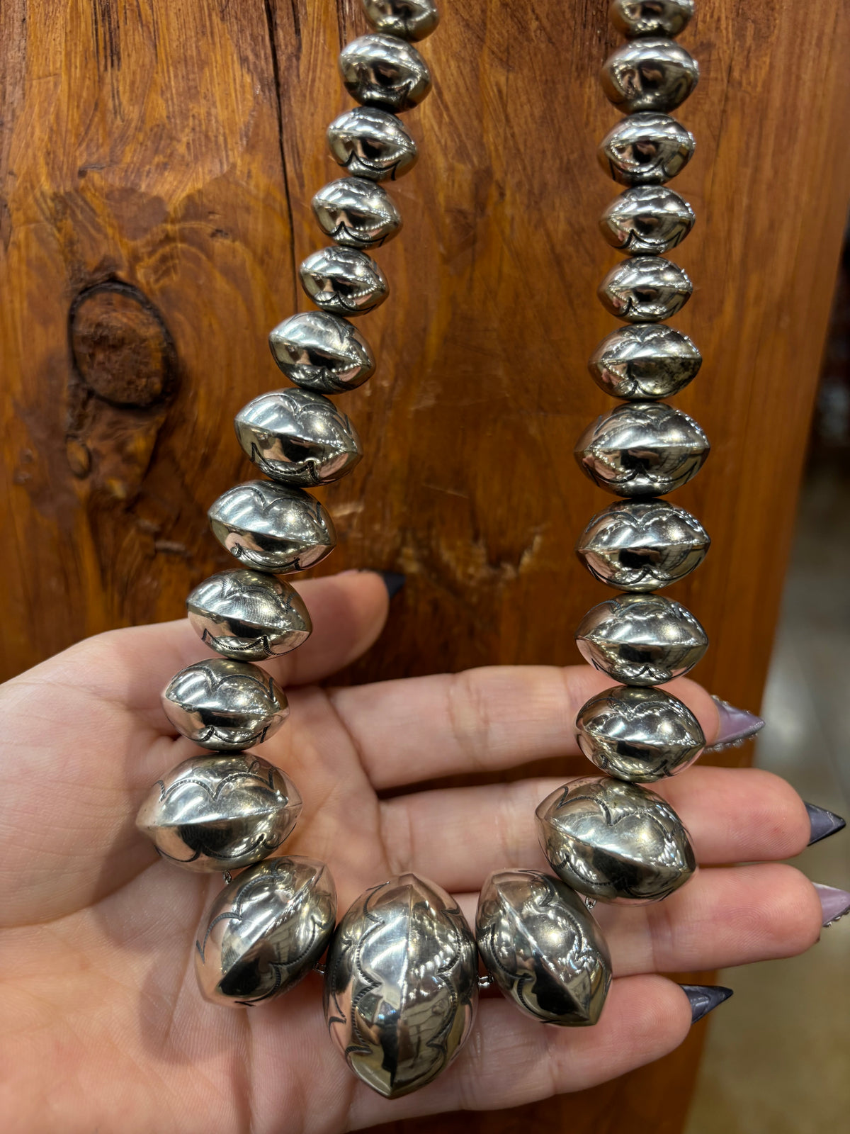 Stamped Handmade Graduated Navajo Pearls