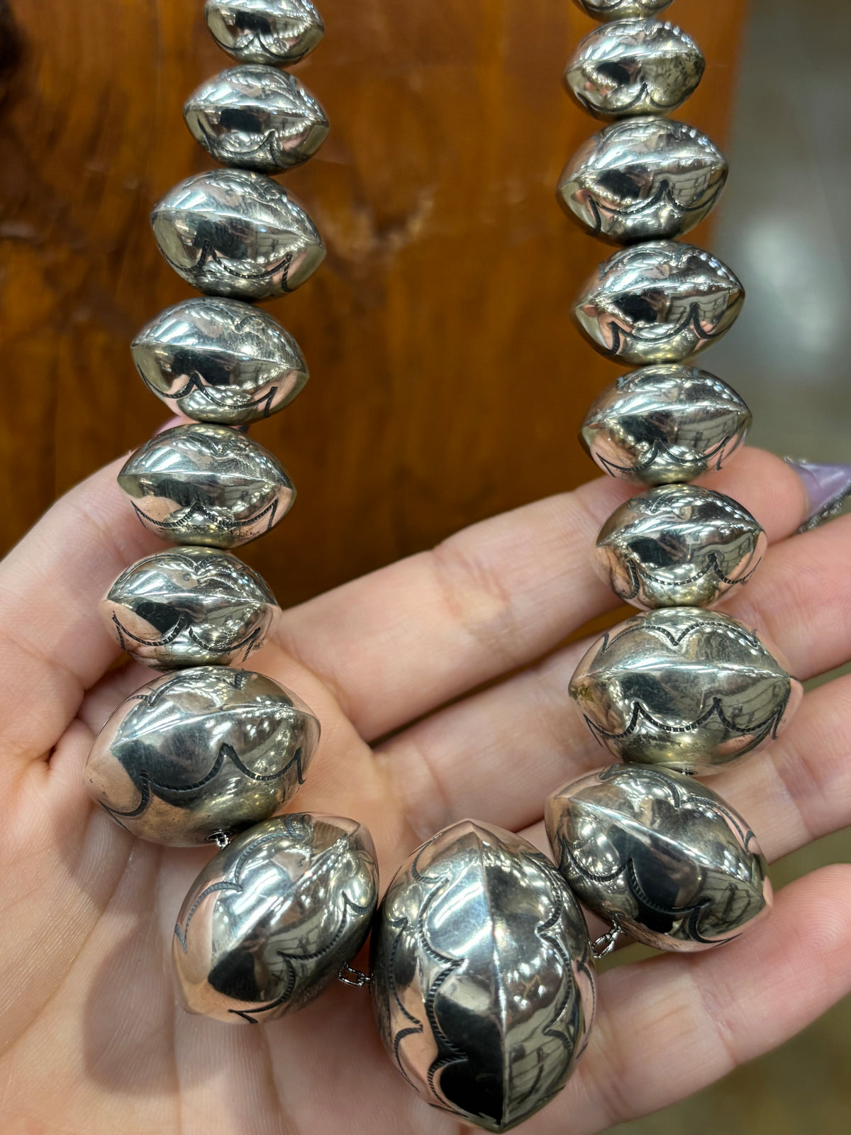 Stamped Handmade Graduated Navajo Pearls
