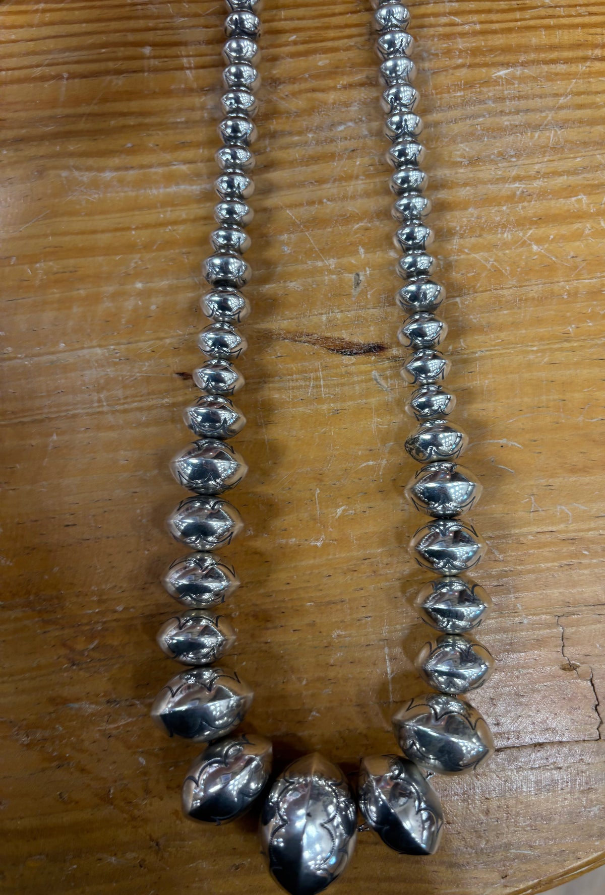 Stamped Handmade Graduated Navajo Pearls