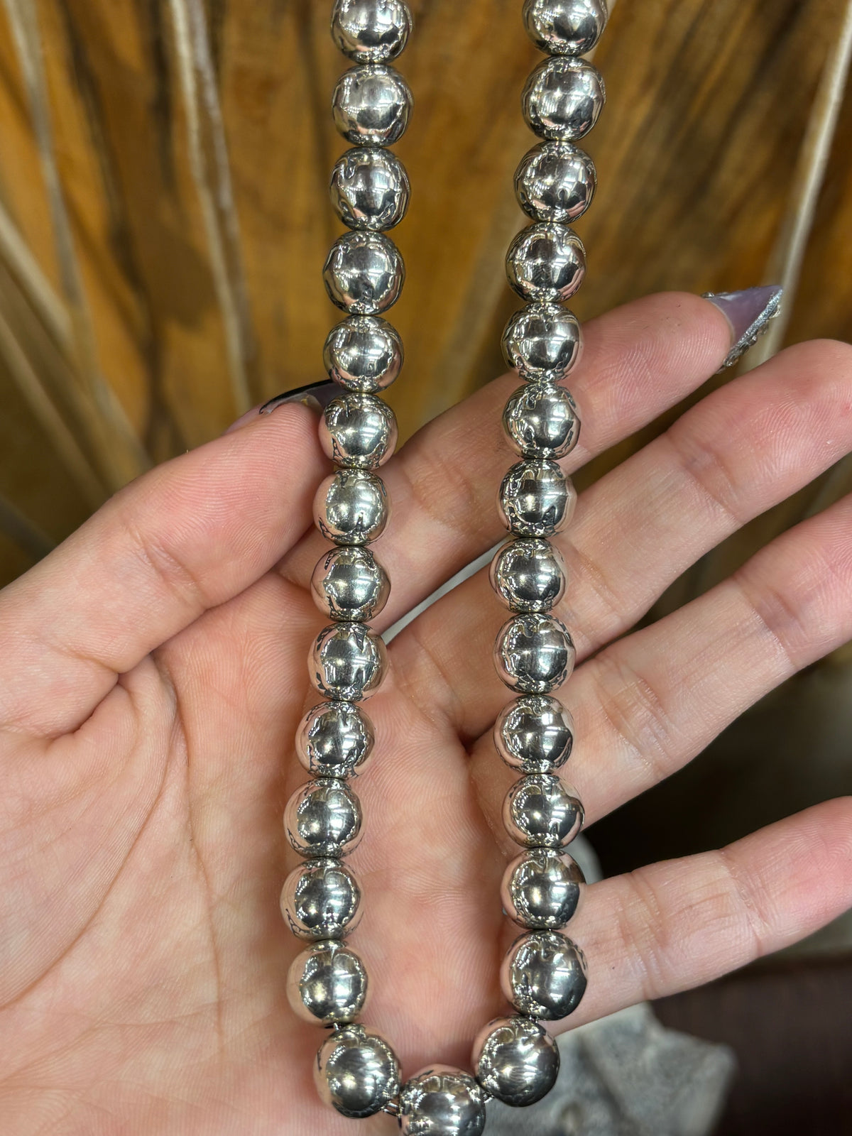 Handmade Stamped Sterling silver Navajo Pearls