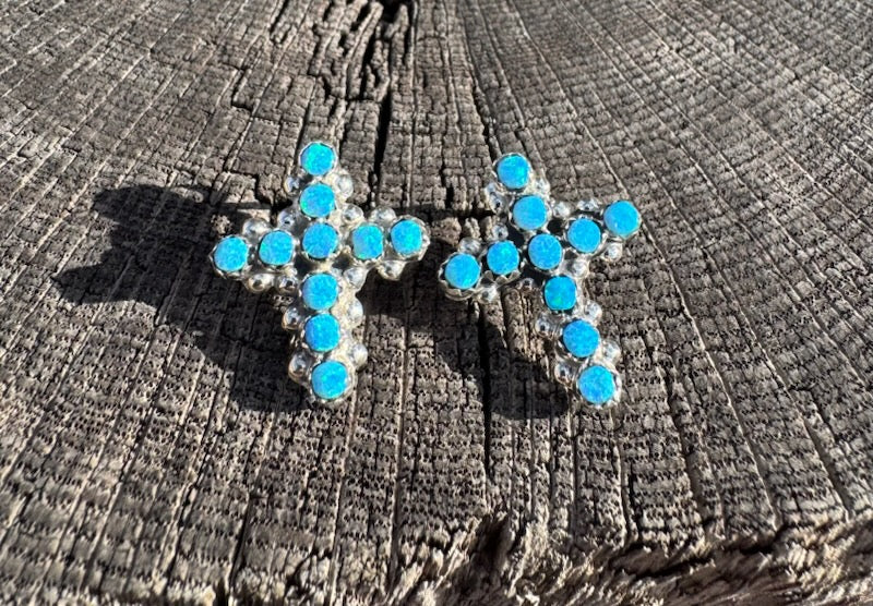 Opal Cross Earring