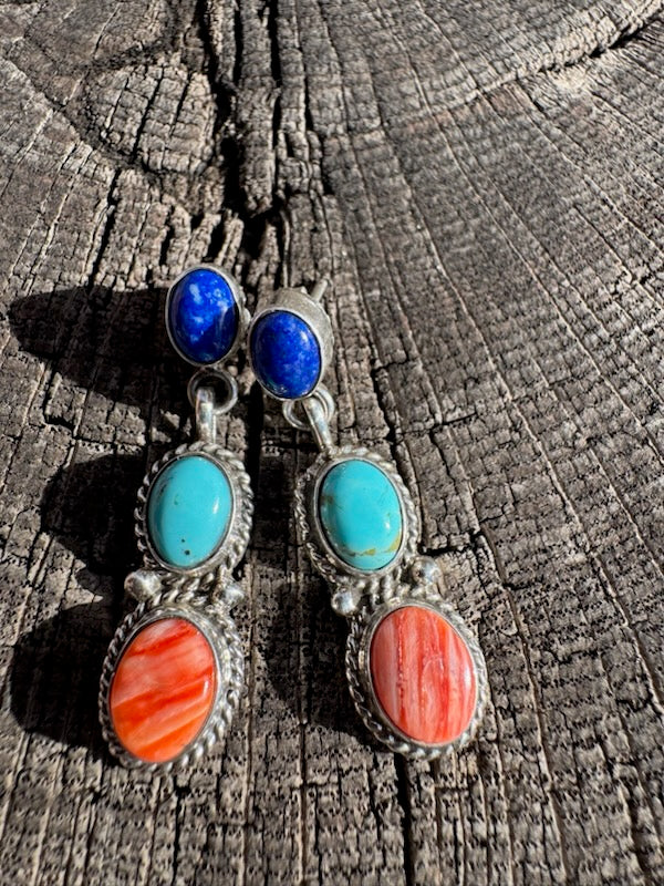 Three Stone Dangle Earring