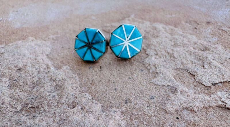 Octagon Turquoise Stud earring