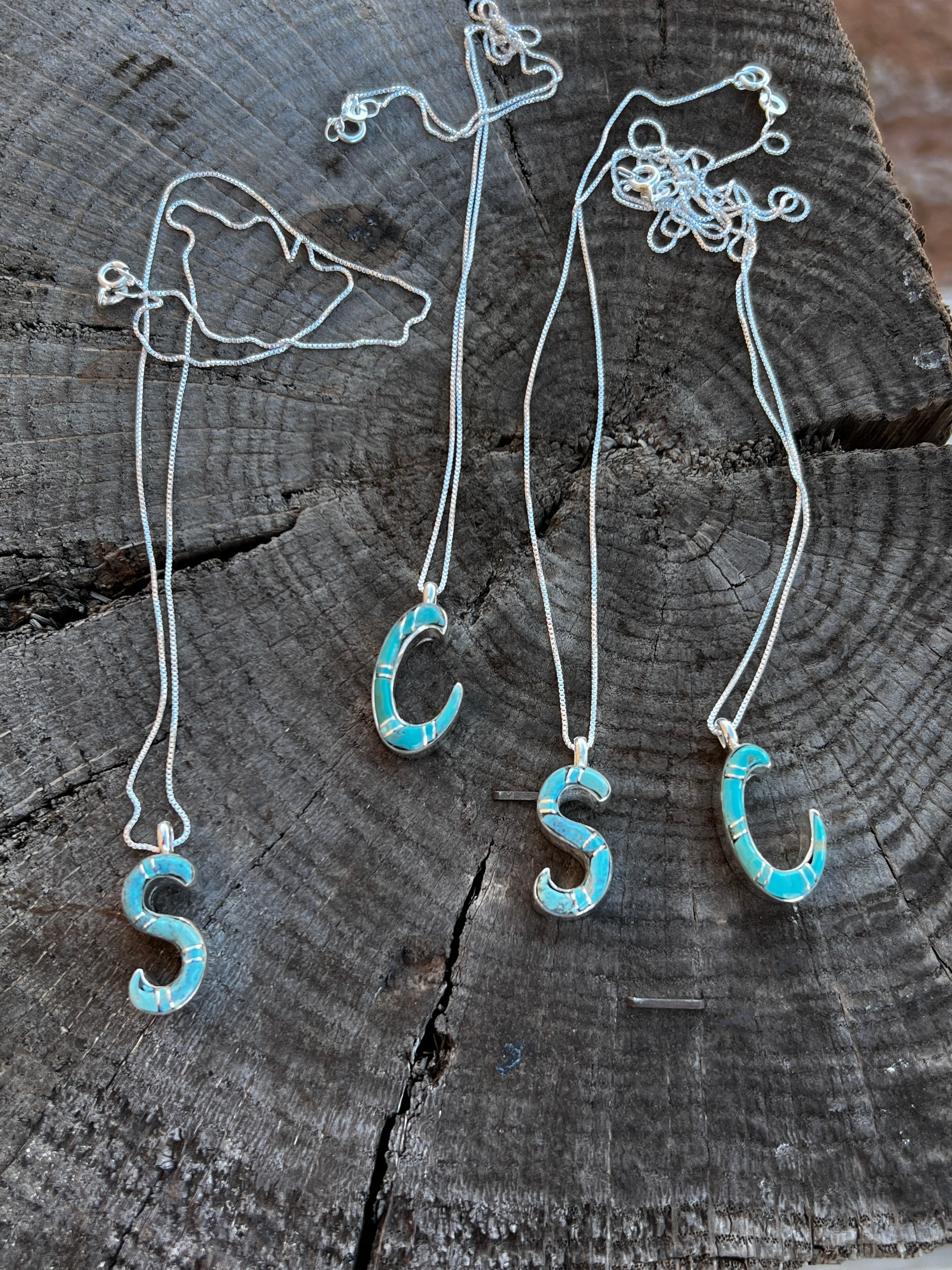 Signature Initial Zuni Pendant and Chain