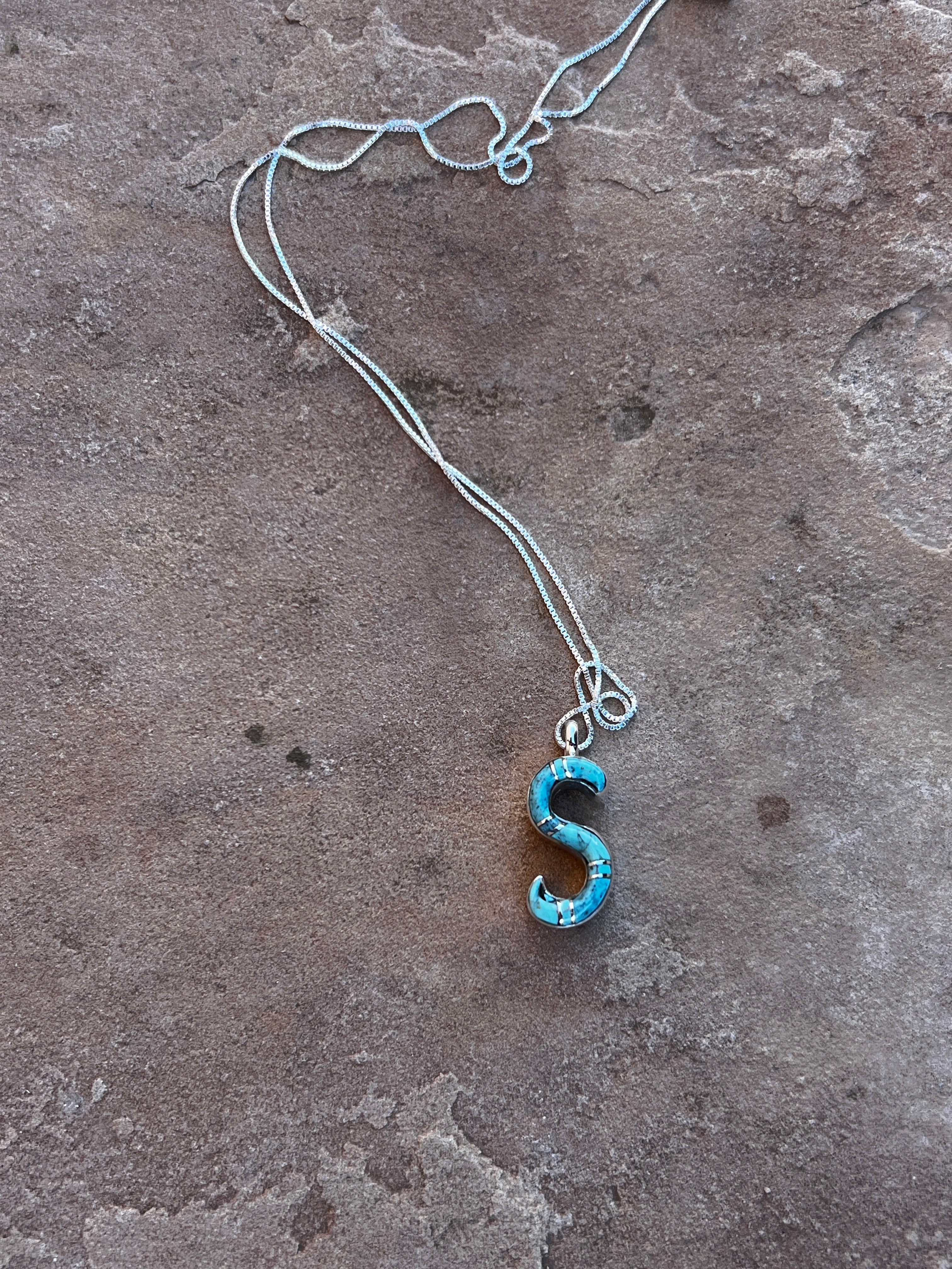 Signature Initial Zuni Pendant and Chain