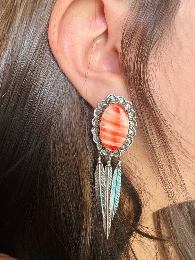 Navajo Feather Oyster earrings