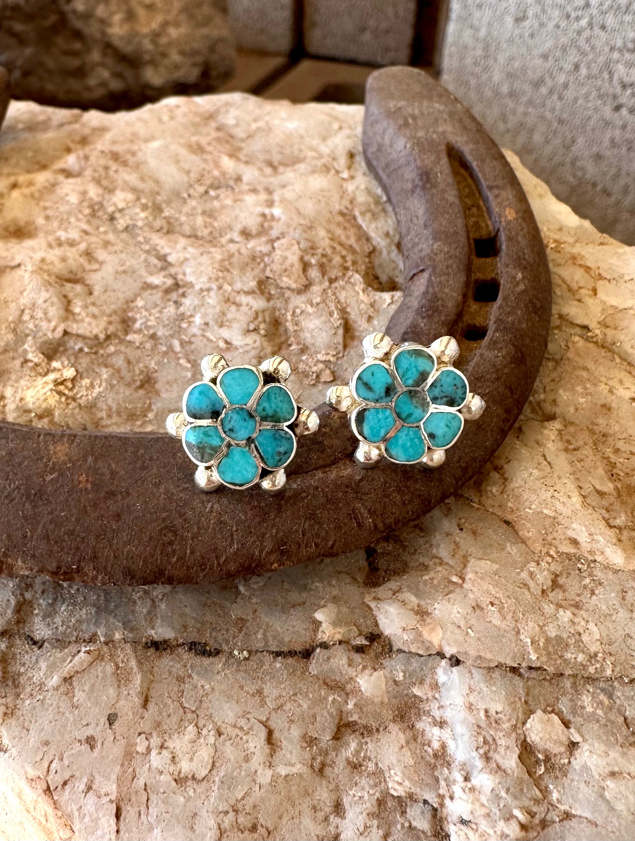 Turquoise Sunflower Stud Earring