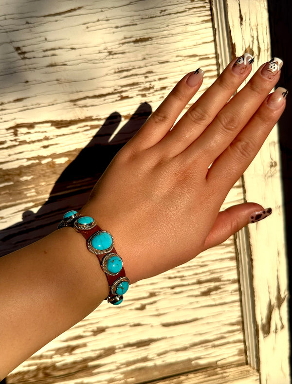 Wrap Me In Turquoise Leather Bracelet