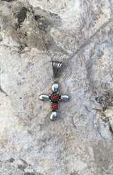 Coral Cross Necklace From The Rodgers Collection.